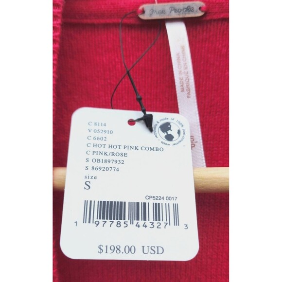 Free People Easy Street 100% Cashmere Women Hot Pink Oversize Sweater Sz S - Picture 5 of 11